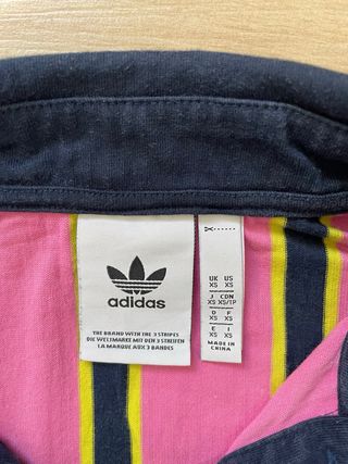 Camisa Adidas Vintage Rayas Rosa Negra Amarilla