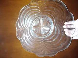 Vassoio vintage vetro decorato trasparente