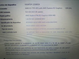 Portátil HP '15. 16GB RAM. 1TB Y 450MB DD