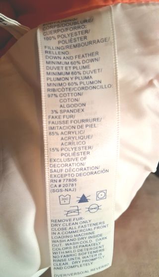 Plumífero Tommy Hilfiger Talla S/36 Naranja