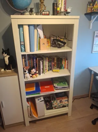 Estantería blanca y azul