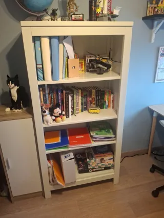 Estantería blanca y azul