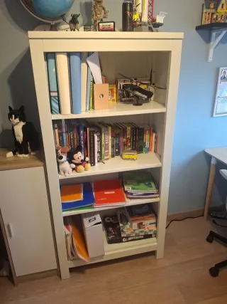 Estantería blanca y azul