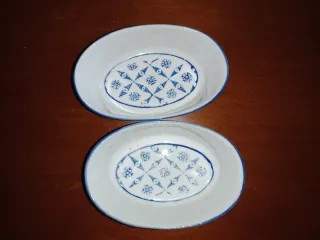 2 Ciotoline ceramica decorate blu e bianche
