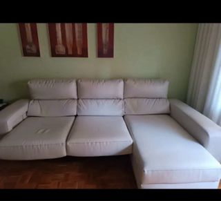 Sofá chaise longue piel beige 270x160