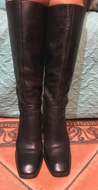 Botas Piel Altas Tacón Negro