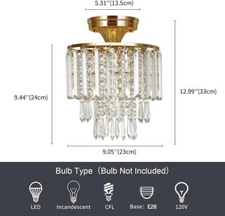 Lámpara Techo Cristal Oro E27