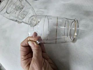 Juego Jarra y Vasos Cristal Fino Años 50-60 Dorado