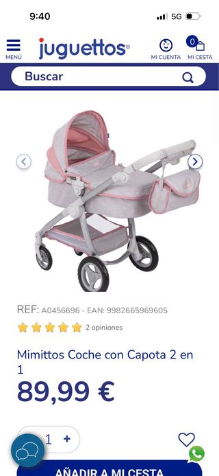 Carrito de bebé de juguete rosa mimittos