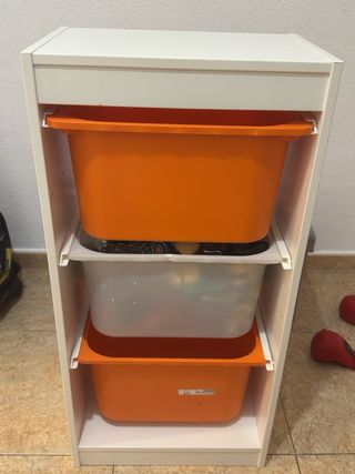 Mueble 3 cajones Ikea plástico naranja/blanco