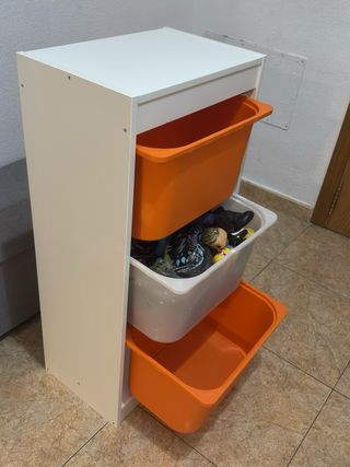 Mueble 3 cajones Ikea plástico naranja/blanco