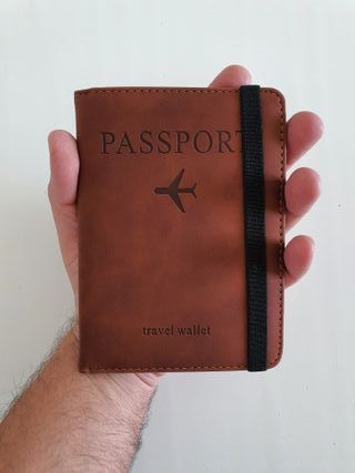 Cartera viaje pasaporte documentación [Marrón]