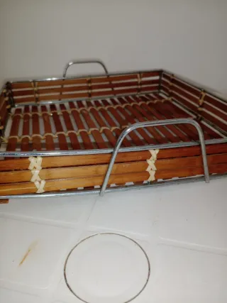 Vassoio quadrato bambù e metallo