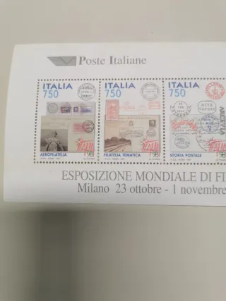 Foglietto francobolli esposizione mondiale di fila