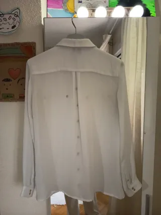 Camisa Gasa Blanca Mango Talla M