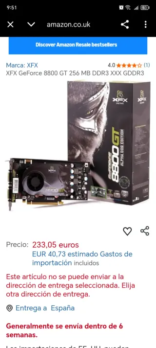 Tarjeta Gráfica XFX GeForce 8800 GT Alpha Dog