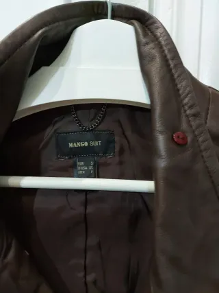 Abrigo Piel Marrón Mango