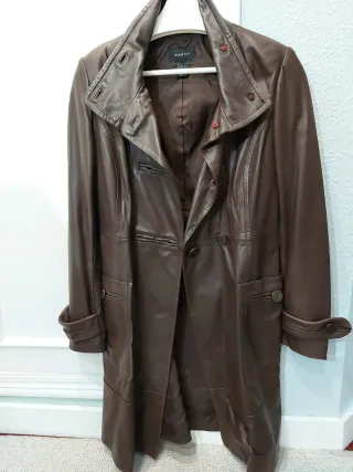 Abrigo Piel Marrón Mango