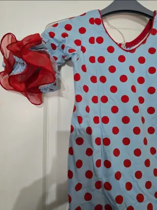 Traje Flamenca Lunares Azul y Rojo