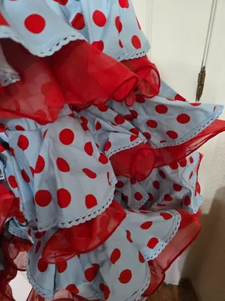 Traje Flamenca Lunares Azul y Rojo