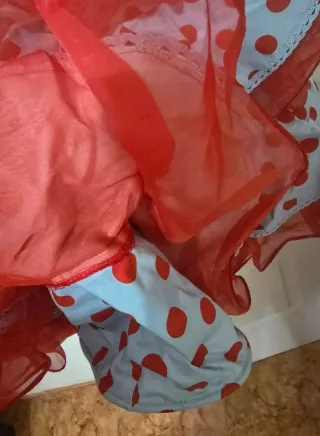 Traje Flamenca Lunares Azul y Rojo