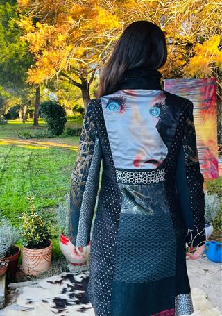 Abrigo Desigual Negro Multicolor