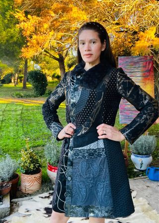 Abrigo Desigual Negro Multicolor