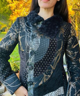 Abrigo Desigual Negro Multicolor