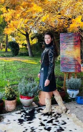 Abrigo Desigual Negro Multicolor