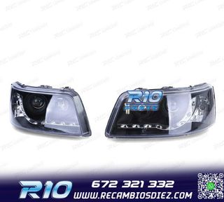 FAROS VOLKSWAGEN VW T5 03-09 LUZ LED DIURNA FONDO NEGRO