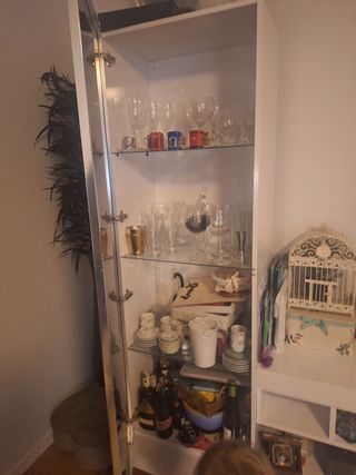 Mueble TV grande madera y cristal