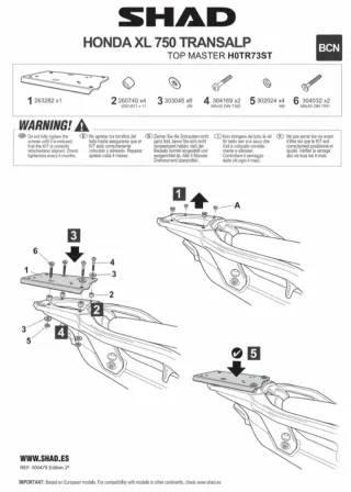 Soporte Maleta Superior SHAD/ Honda Transalp 750