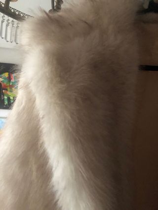 Abrigo pelo sintético beige/blanco talla única