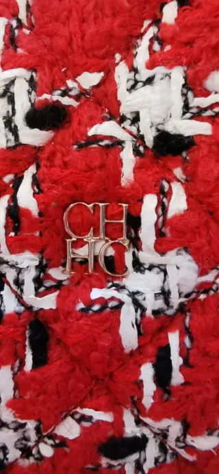 Bolso Carolina Herrera Rojo Tweed Cadena