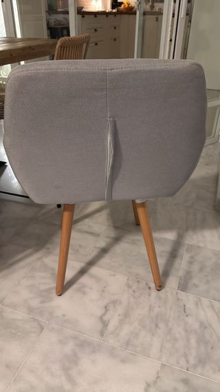 Pack de 2. Sillón comedor gris tela y madera