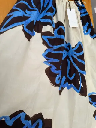 Falda Zara Midi Algodón Estampada T. M-L