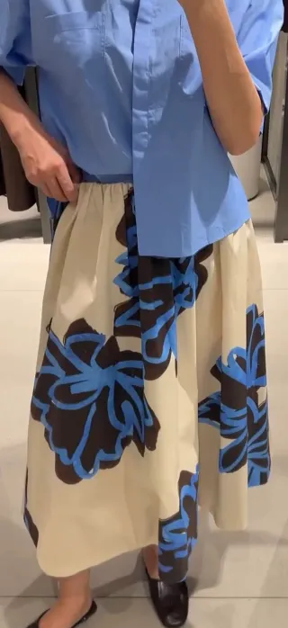 Falda Zara Midi Algodón Estampada T. M-L