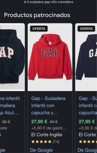 Sudadera GAP roja niño a estrenar