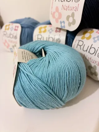 Lote 5 ovillos algodón Rubi Natural