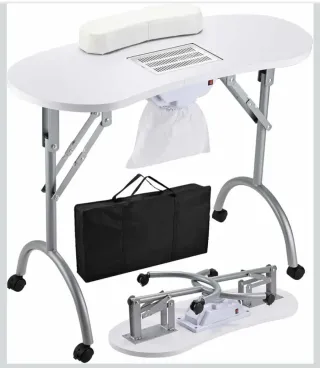 Mesa portátil manicura con aspirador con 2 sillas