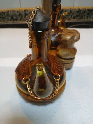 Aceitera y Vinagrera Antigua Madera y Cristal