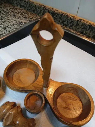 Aceitera y Vinagrera Antigua Madera y Cristal