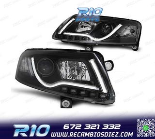 FAROS AUDI A6 C6 04-08 LUZ DIURNA DRL LED NEGRO
