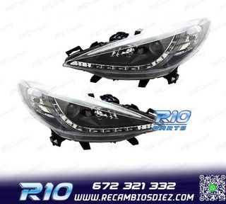 FAROS PEUGEOT 207 06-12 LUZ DIURNA LED NEGRO + MOTOR