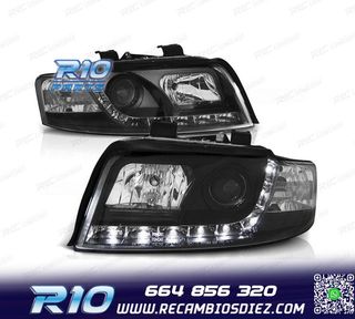 FAROS AUDI A4 B6 00-04 FONDO NEGRO LUZ DIURNA LED