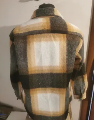 Giacca camicia uomo quadri marrone, grigio, bianco