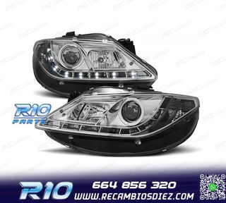 FAROS SEAT IBIZA 6J 08-12 LUZ DIURNA LED FONDO CROMO