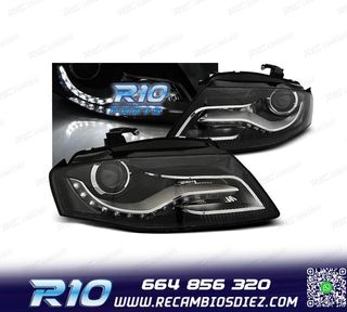 FAROS AUDI A4 B8 07-11 LUZ DIURNA DRL FONDO NEGRO