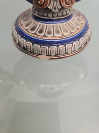 Jarrón Cerámica Azul y Marrón