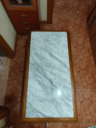 Mesa centro mármol y madera